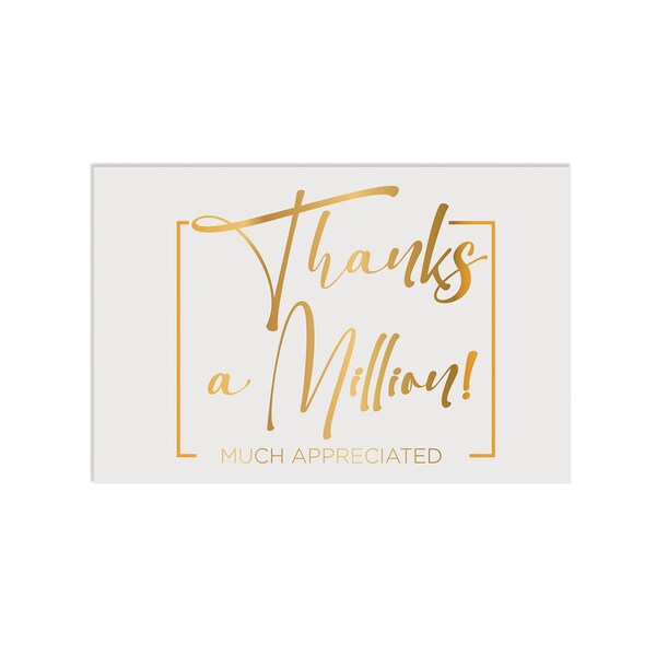 Better Office Products Thank You Cards & Envelopes, Gold Metallic Foil, Thanks a Million!, All Occasions, 36PK 64529 - main